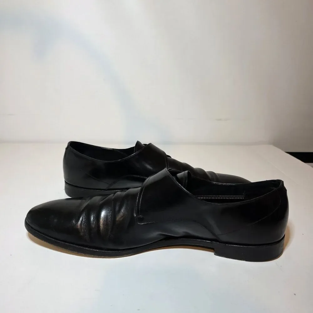 Salvatore Ferragamo Single Monk Strap Black Leather Dress shoes Mens Size 15 D